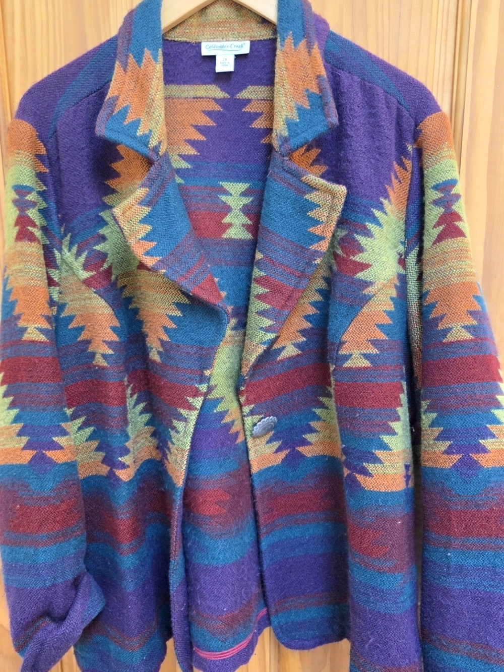 Coldwater Creek Purple Multi-Color Geometric Knit Jacket